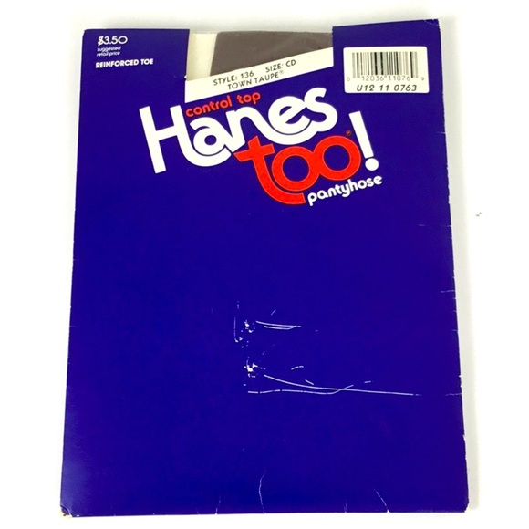 Vintage Hanes Too Control Top pantyhose Size CD Taupe Beige 1990 Y2K - Picture 1 of 5